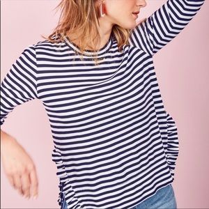 Stella dot Striped Ruffle Pullover